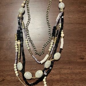 Plunder Black and Cream Beaded Necklace